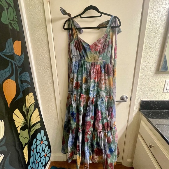 Francesca's Tie Strap Tiered Floral Maxi Dress - Picture 3 of 5